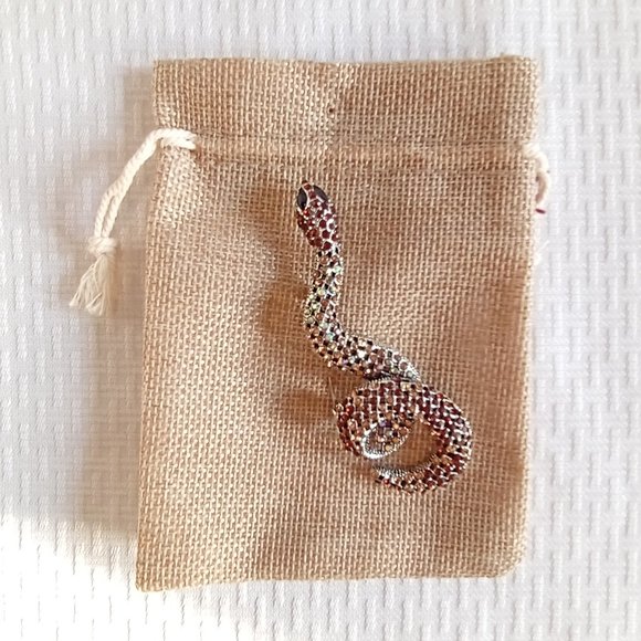 Brown Rhinestone Snake Pin Broach - Picture 4 of 4